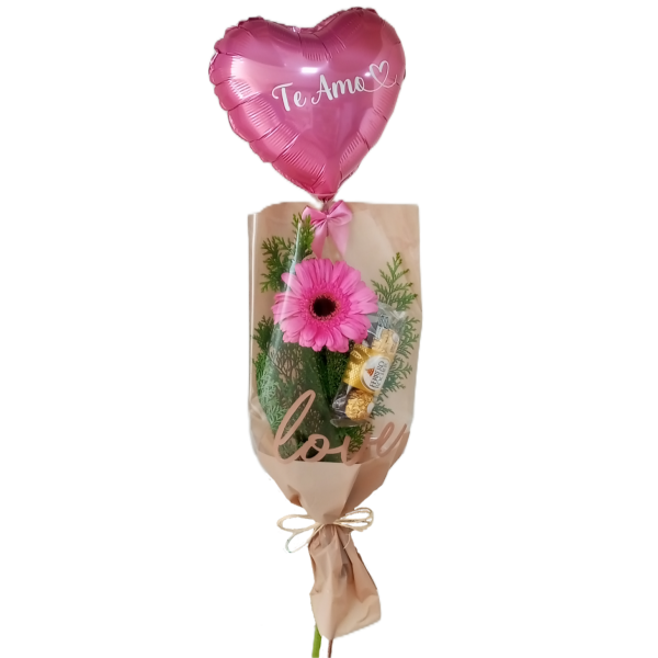 Balão Te Amo com Gérberas ❤️